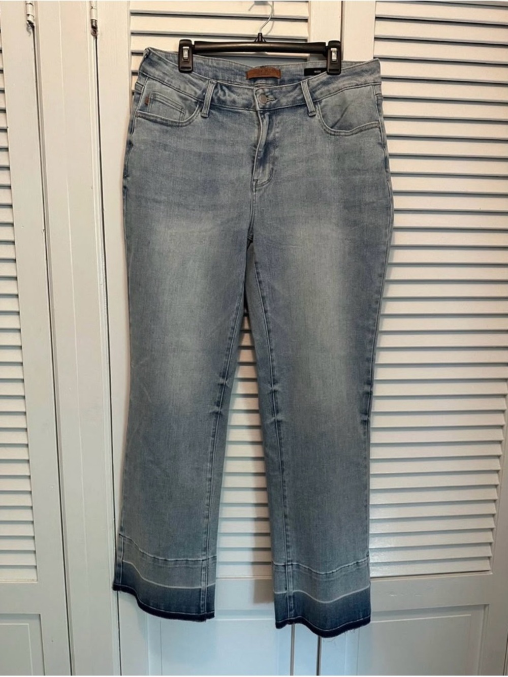 Judy Blue Light Blue Straight Leg Jeans with Dark Hem